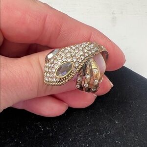 Elegant Gold and Silver snake Crystal adjustable Ring